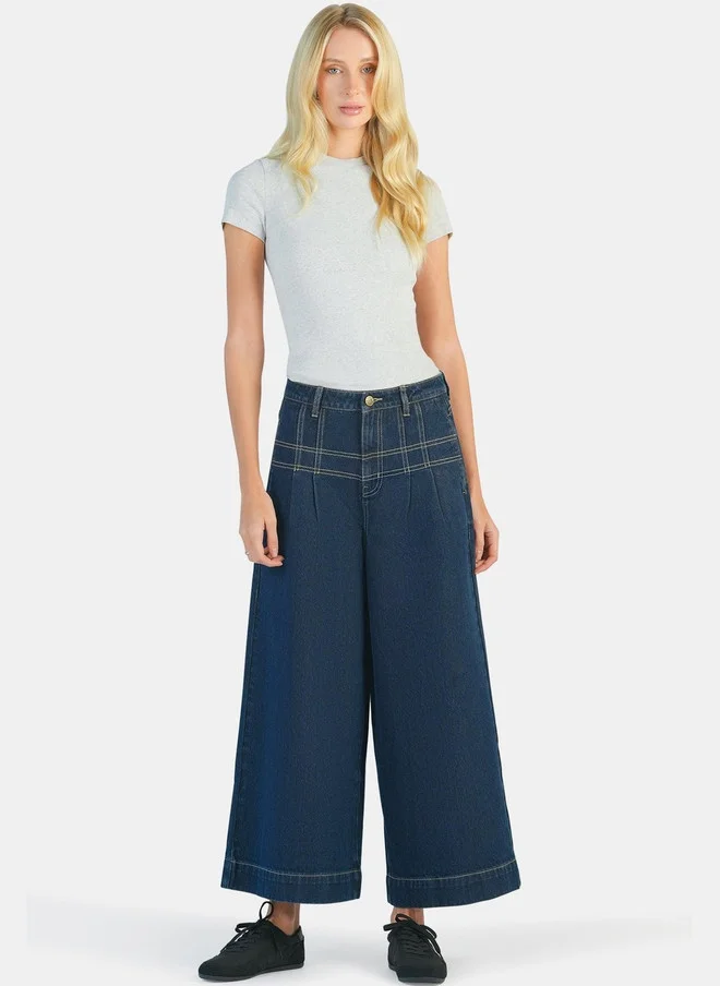 فيرجيو Virgio Women Solid Cotton Denim Regular Fit High Rise Jeans with Seam Details