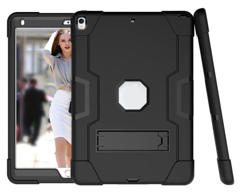 Jaorty 3 in 1 Hybrid Case for iPad Air 3 10.5" & iPad Pro 10.5" - Heavy Duty Rugged Stand, Shockproof, Anti-Slip & Scratch, Black/Black - Image 5