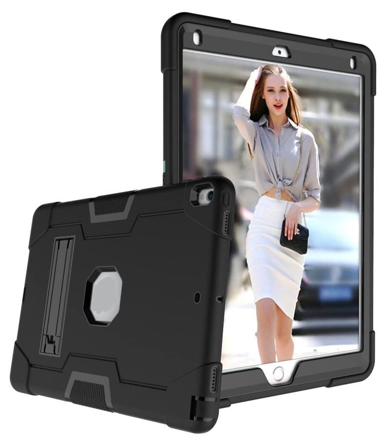 Jaorty 3 in 1 Hybrid Case for iPad Air 3 10.5" & iPad Pro 10.5" - Heavy Duty Rugged Stand, Shockproof, Anti-Slip & Scratch, Black/Black - Image 4
