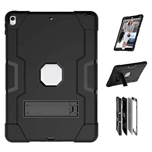 Jaorty 3 in 1 Hybrid Case for iPad Air 3 10.5" & iPad Pro 10.5" - Heavy Duty Rugged Stand, Shockproof, Anti-Slip & Scratch, Black/Black - Image 1