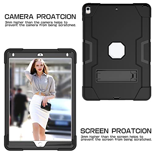 Jaorty 3 in 1 Hybrid Case for iPad Air 3 10.5" & iPad Pro 10.5" - Heavy Duty Rugged Stand, Shockproof, Anti-Slip & Scratch, Black/Black - Image 2