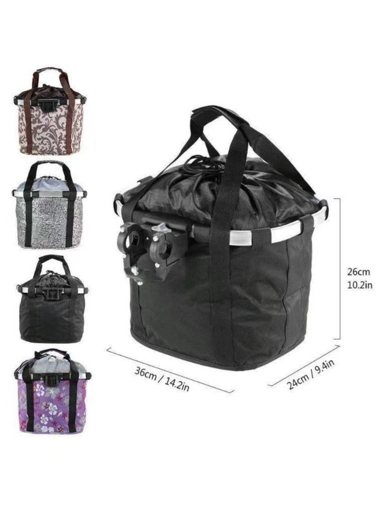 DUNISO Bike Front Carrier Basket Waterproof Bicycle Handlebar Front Basket Removable Small Pet Cat Dog Carrier Quick Release Detachable Cycling Bag Canvas Basket Black - Image 2