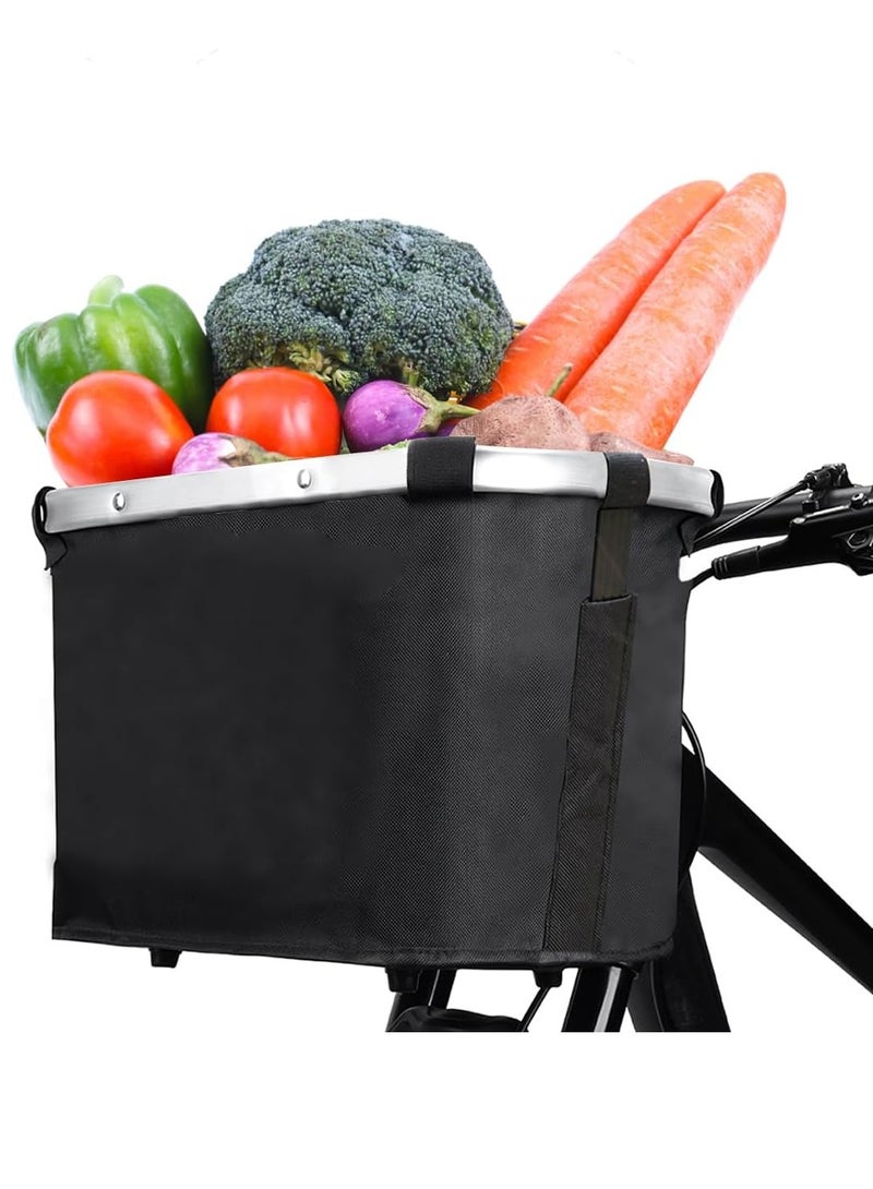 DUNISO Bike Front Carrier Basket Waterproof Bicycle Handlebar Front Basket Removable Small Pet Cat Dog Carrier Quick Release Detachable Cycling Bag Canvas Basket Black - Image 1