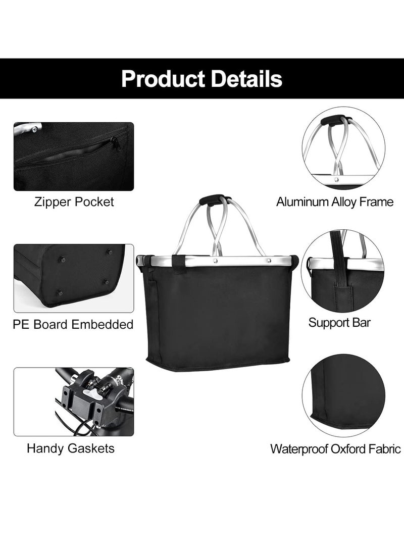 DUNISO Bike Front Carrier Basket Waterproof Bicycle Handlebar Front Basket Removable Small Pet Cat Dog Carrier Quick Release Detachable Cycling Bag Canvas Basket Black - Image 3