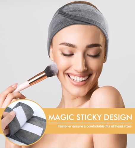 Sinland شريط رأس سبا SINLAND للنساء 3 قطع ناعم للغاية قابل للتعديل لربط الشعر مع شريط سحري، غلاف رأس قماش تيري مرن لغسل الوجه، الحمام، الدش، قناع الوجه، اليوغا - Image 5