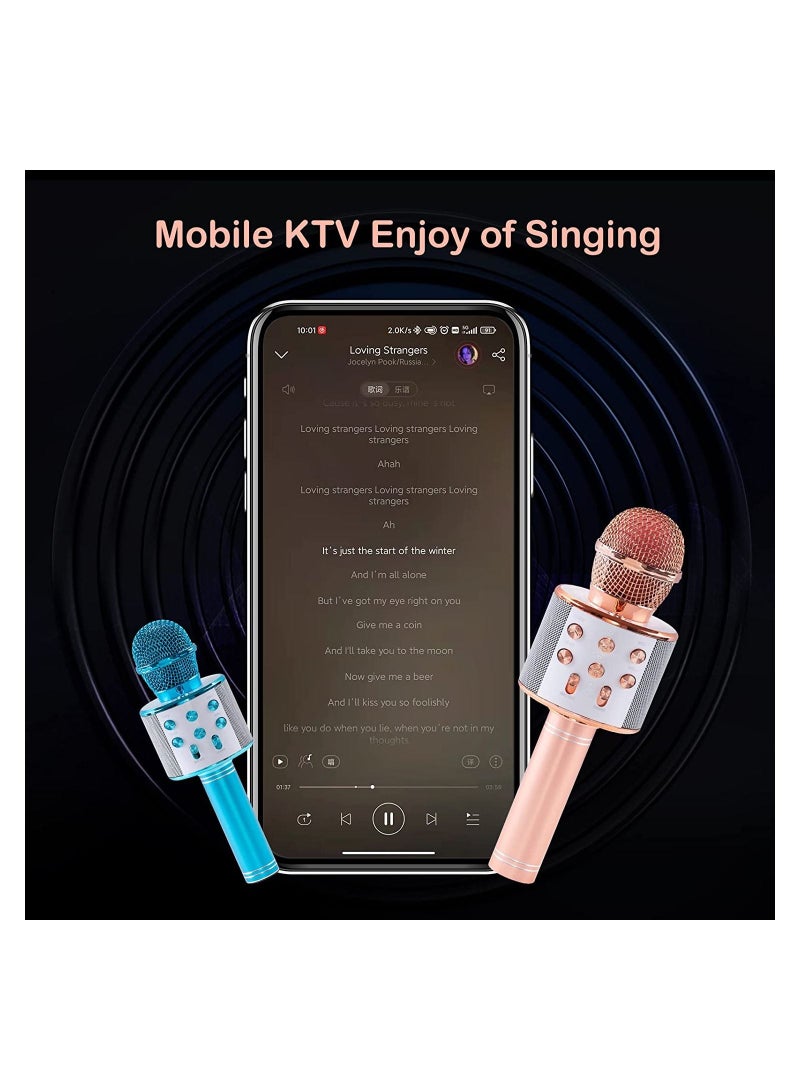 Wireless Bluetooth Karaoke Microphone for Kids, 3-in-1 Portable Handheld Singing Karaoke Mic Speaker Machine, Fun Toys for 4-15 Year Old Boys Girls Home Party Birthday, Blue - Image 4