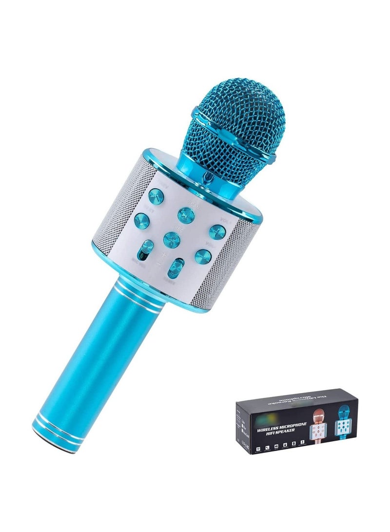 Wireless Bluetooth Karaoke Microphone for Kids, 3-in-1 Portable Handheld Singing Karaoke Mic Speaker Machine, Fun Toys for 4-15 Year Old Boys Girls Home Party Birthday, Blue - Image 1