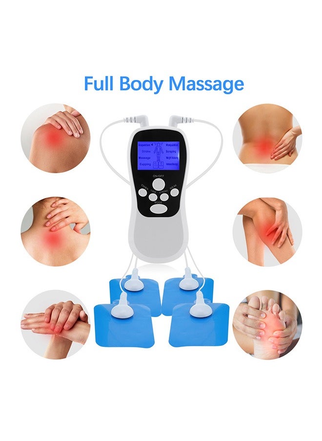 Massage Muscle Stimulators, Dual Channel Electronic Pulse Massager, Therapy Machine with 4 Pcs Electrode Pads (White)
