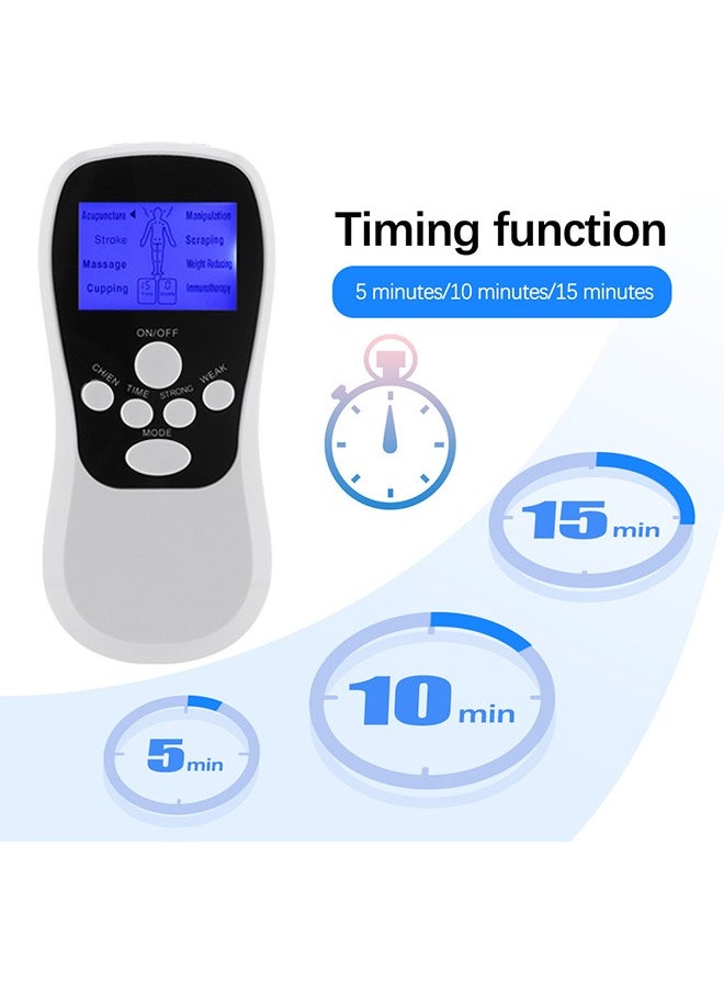 Massage Muscle Stimulators, Dual Channel Electronic Pulse Massager, Therapy Machine with 4 Pcs Electrode Pads (White)