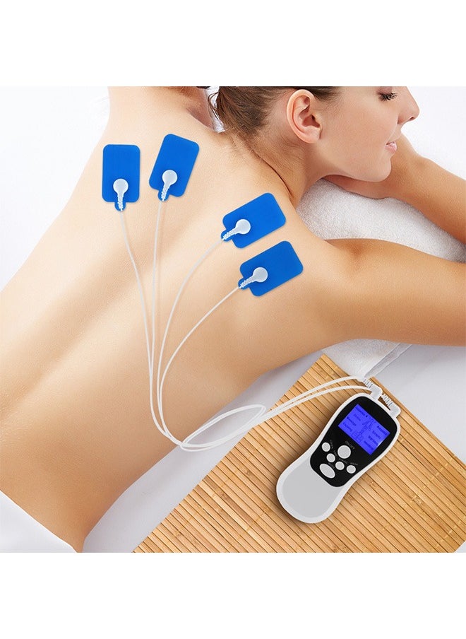 Massage Muscle Stimulators, Dual Channel Electronic Pulse Massager, Therapy Machine with 4 Pcs Electrode Pads (White)