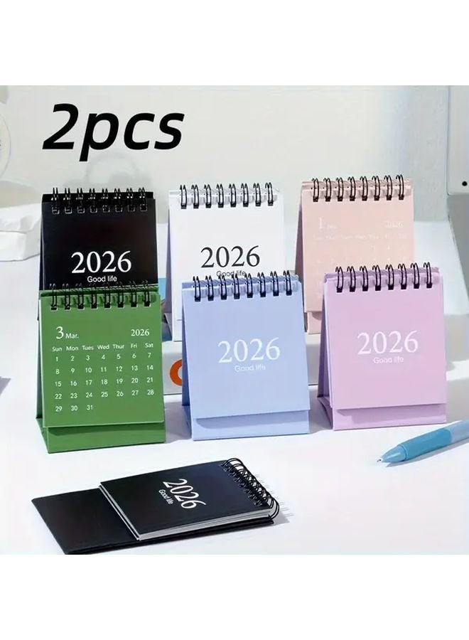 Purple Mini Desk Calendar 2026 Minimalist Morandi Style Office Desk Decor - Image 2