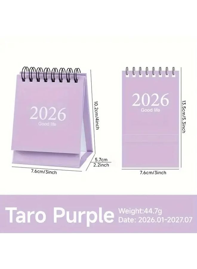 Purple Mini Desk Calendar 2026 Minimalist Morandi Style Office Desk Decor - Image 1