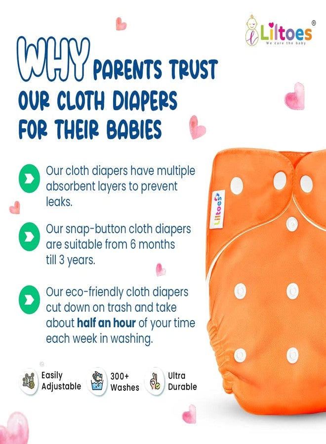 LILTOES® AIO Baby Cloth Diapers 0 to 3 Years | Side Leakage Proof Washable Reusable Diaper For New Born Baby (Pack of 4+4 - Assorted Colours) - Image 4