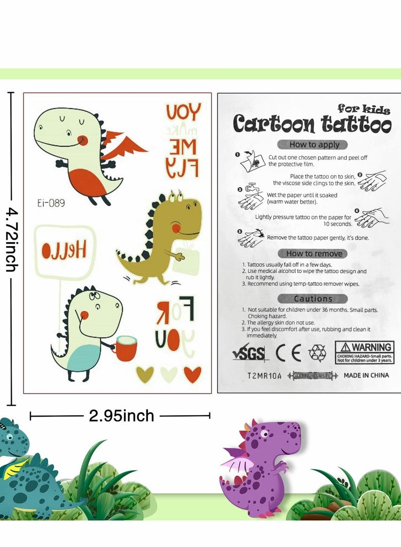 SYOSI Luminous Tattoos for Kids, Dinosaur Temporary Tattoos for Kids, 12 Sheets Glow Dinosaur Fake Tattoos Gifts Party Decorations for Children, Dinosaur Theme Party Tattoo Stickers for Girls Boys - Image 4