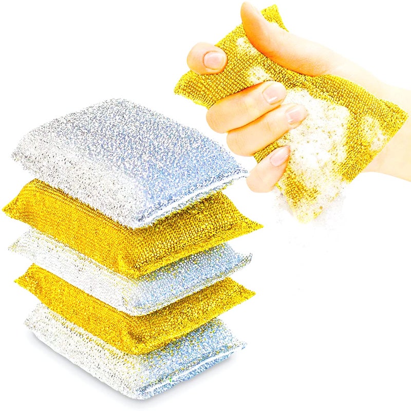 SPONGENATOR Kitchen Scrubbing Sponges  Heavy Duty NonScratch Scrubbing Cleaner Sponges in 2 Colors  MultiSurface NonMetal Dish Scouring Scrubbers for Fast Cleaning Gold  Silver 6