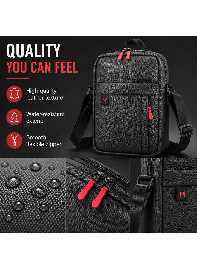Motevia Leather Crossbody Bag Men Shoulder Bag with Adjustable Strap Crossbody Bag Size 27 * 23cm Crossbody Bag - Image 4