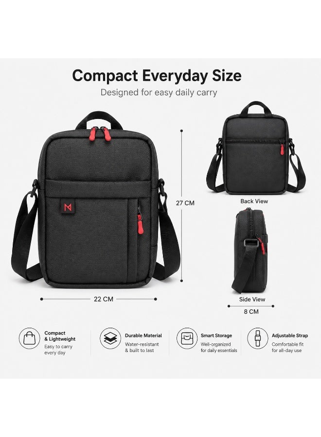 Motevia Leather Crossbody Bag Men Shoulder Bag with Adjustable Strap Crossbody Bag Size 27 * 23cm Crossbody Bag - Image 3