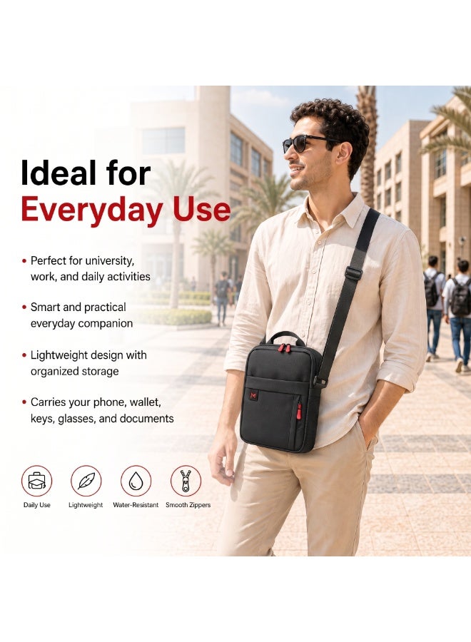 Motevia Leather Crossbody Bag Men Shoulder Bag with Adjustable Strap Crossbody Bag Size 27 * 23cm Crossbody Bag - Image 5