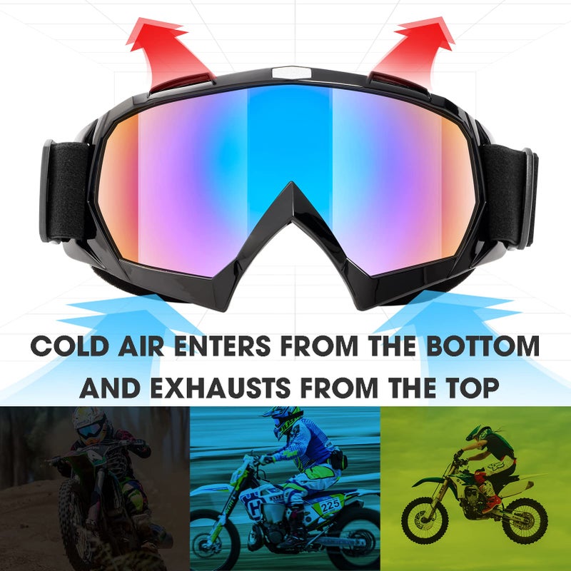 MAMBAOUT Adult Dirt Bike Goggles, 2-Pack ATV Motorcycle Goggles for Men & Women, Wide Vision Riding Off-Road Goggles - Image 3