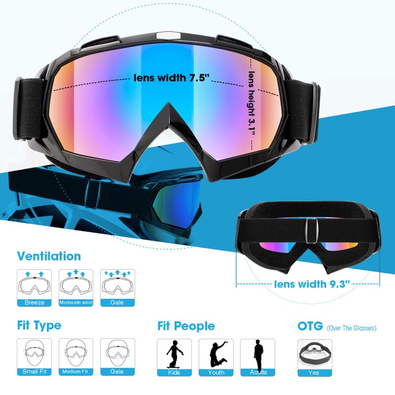 MAMBAOUT Adult Dirt Bike Goggles, 2-Pack ATV Motorcycle Goggles for Men & Women, Wide Vision Riding Off-Road Goggles - Image 2