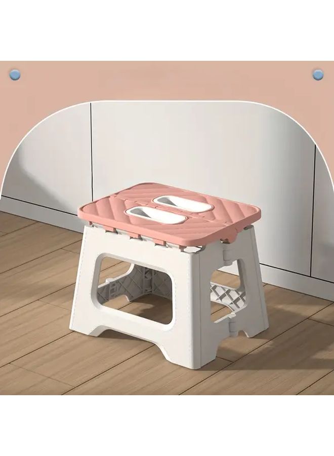 Sakura Pink Folding Step Stool Lightweight Portable Stool With Handle And Non Slip Design For Kitchen Bathroom Bedroom Outdoor Camping Hiking BBQ - Image 2