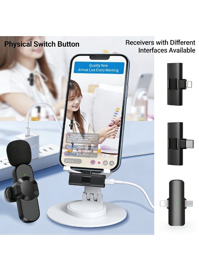 ميكروفون لاسلكي مزدوج F18 لتسجيل الفيديو والبث المباشر والغناء - Image 5