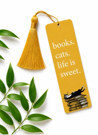Books and Cats Bookmark with Tassel