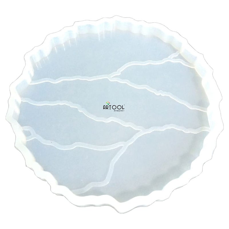 ARTOOL Cracked Surface Coaster Resin Art Mold Creative DIY Multipurpose Silicone Coaster Epoxy Resin Round Frame Mould 4 Inch Set of 1 - Image 1