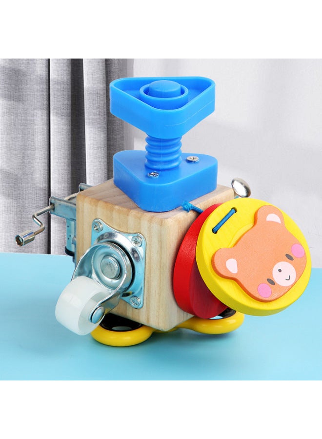 Children's Door Latch Unlock Busy Board House Door Opening Board Baby Early Education Educational Unlock Busy Block Toy-Color:Bear Ring Board Busy Block  - Image 1