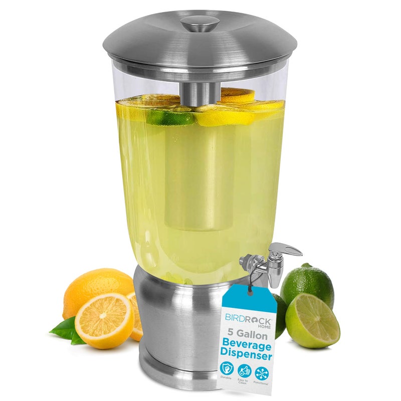 BirdRock Home 5 Gallon Stainless Steel Beverage Dispenser  Silver