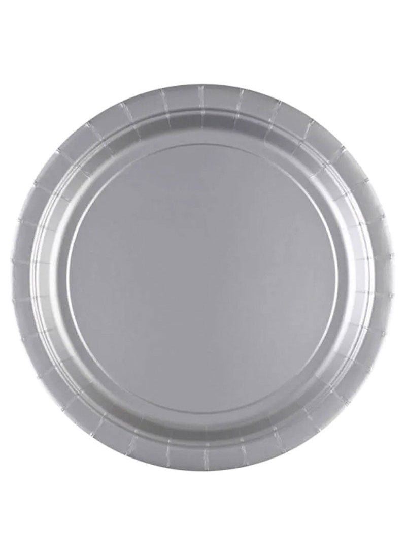 Disposable Paper Plates Silver Matte 23cm 8-Pack