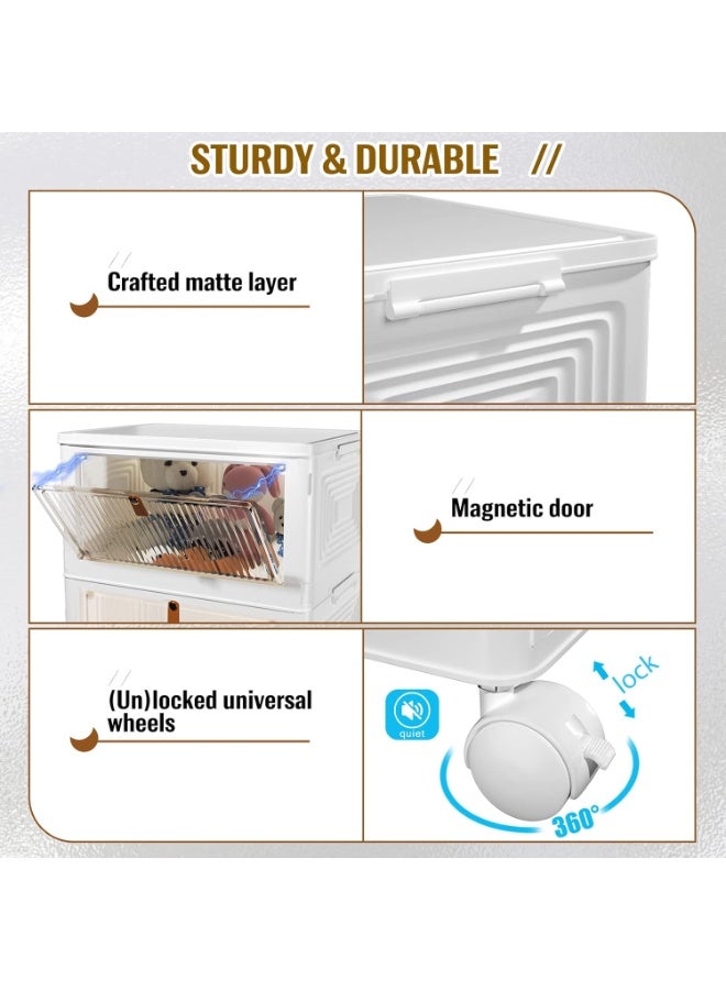 Dresser with 3 Drawers, Storage Tower, Stackable Storage Containers with Wheels – Collapsible Storage Boxes for Home, Office, & Bedroom, Multi-Purpose, Easy to Install, Durable, and Space-Saving Organizer - Image 5