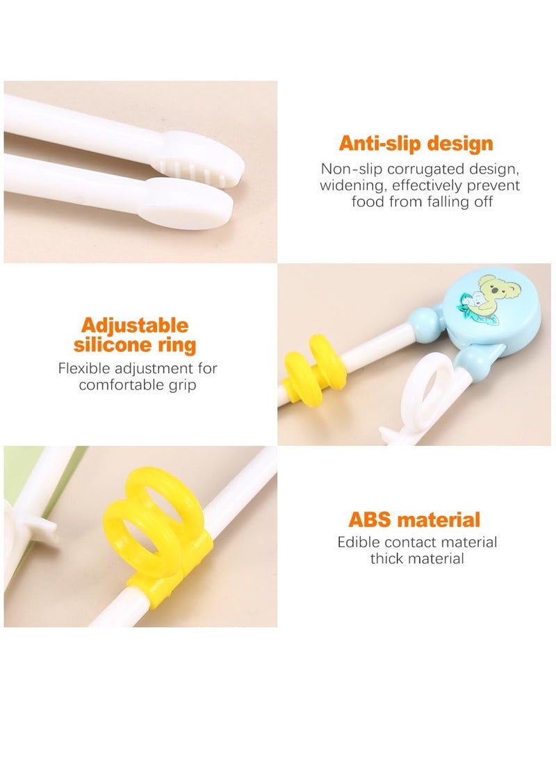 Excefore - 3 Pairs of Kids' Training Chopsticks with Silicone Rings, Beginner Chopsticks Set, Donut, Koala, Lollipop with Storage Box - Image 1