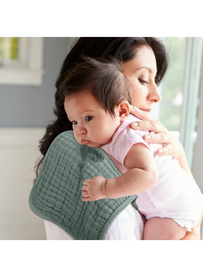 لوكسي مناديل تجشؤ موسلين من لوكسي، مصنوعة من القطن بنسبة 100%، عبوة من 12 قطعة كبيرة، مقاس 20×10 بوصة، ناعمة للغاية وعالية الامتصاص، مناسبة للأولاد والبنات (أخضر غامق) - Image 4