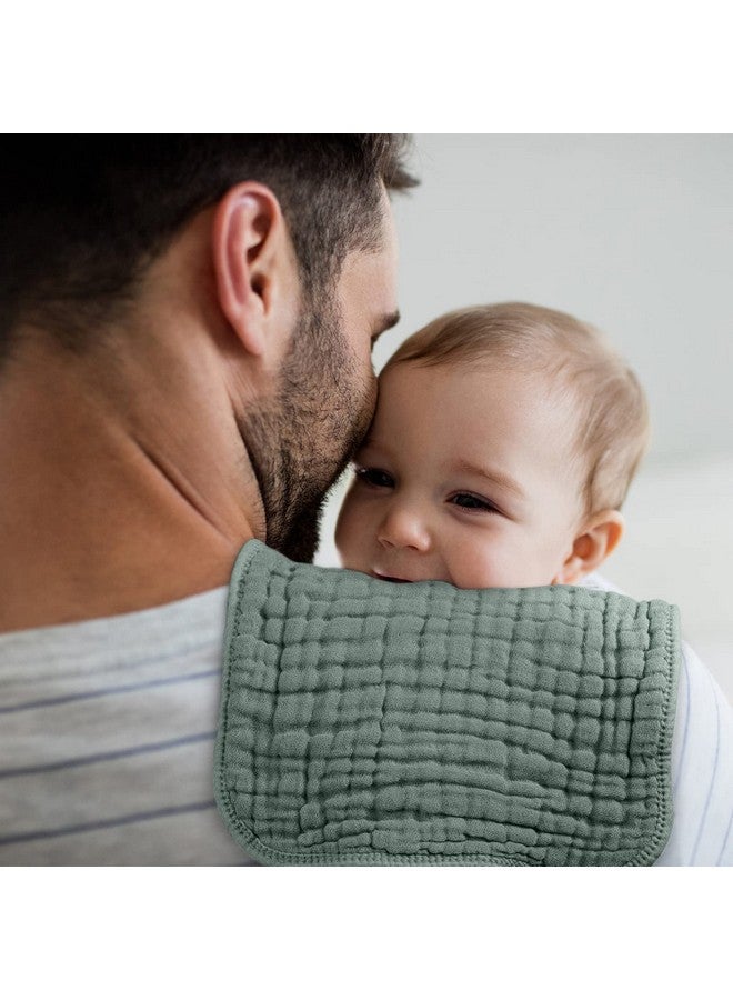 لوكسي مناديل تجشؤ موسلين من لوكسي، مصنوعة من القطن بنسبة 100%، عبوة من 12 قطعة كبيرة، مقاس 20×10 بوصة، ناعمة للغاية وعالية الامتصاص، مناسبة للأولاد والبنات (أخضر غامق) - Image 2