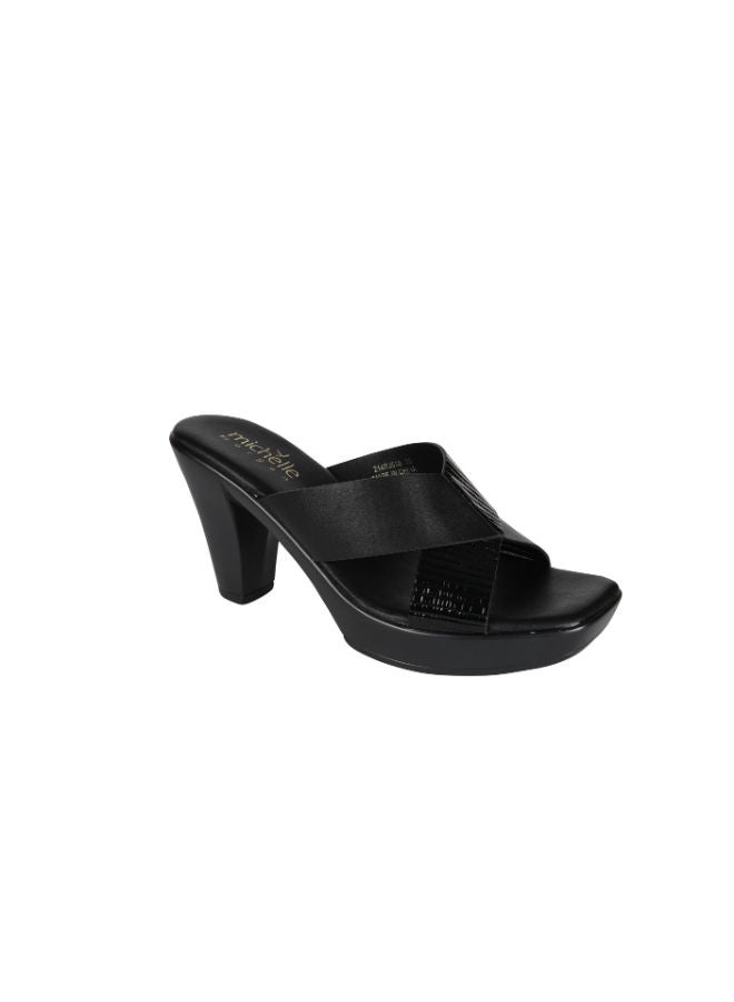 Michelle Morgan Michelle Morgan Ladies Cone Heel Square Toe Sandals 214RJ518 Black - Image 1