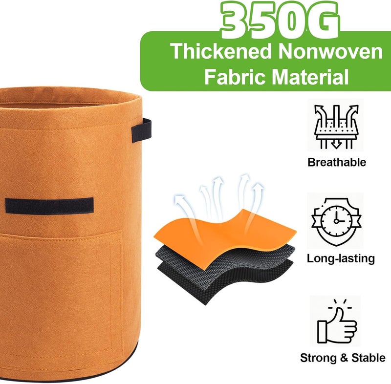 Homyhoo 4 Pack Potato Growing Bag with Flap 10 Gallon Planter Pots with Handles and Harvest Window for Potato Tomato and Vegetables, Black Green Orange and Beige - Image 3