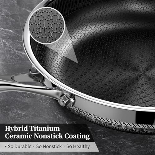 Innerwell 8 Inch Nonstick Frying Pan with Lid, Titanium Ceramic Tri-Ply Stainless Steel Non Stick Skillet W/Lid Small Hybrid Cooking Pan Healthy Induction Egg Frying Pan W/Stay Cool Handle, PFAS/PFOA/PTFE Free - Image 5