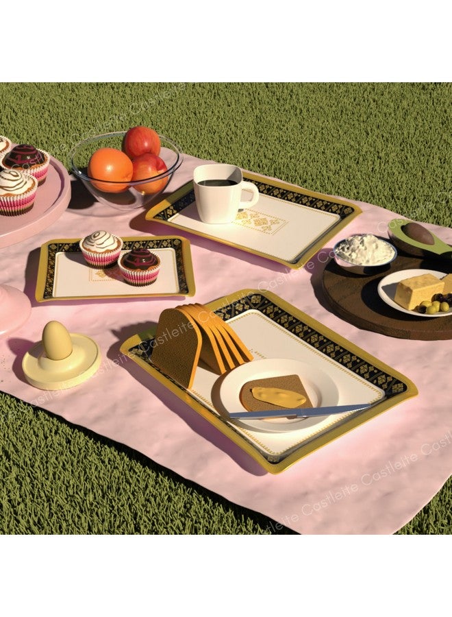 Castleite Valencia Series Melamine Trays Set of 3 with Handles for Serving Snacks or Tea - A Designer Tray Medley for Home or Cafe Use (Soriana) - Image 3