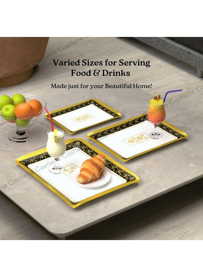 Castleite Valencia Series Melamine Trays Set of 3 with Handles for Serving Snacks or Tea - A Designer Tray Medley for Home or Cafe Use (Soriana) - Image 5