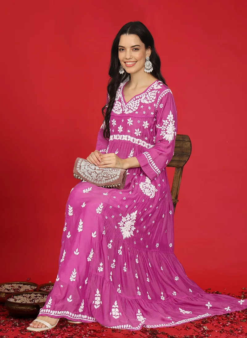 Alaya Women Chikankari Hand Embroidered Muslin Jalabiya-AL4044