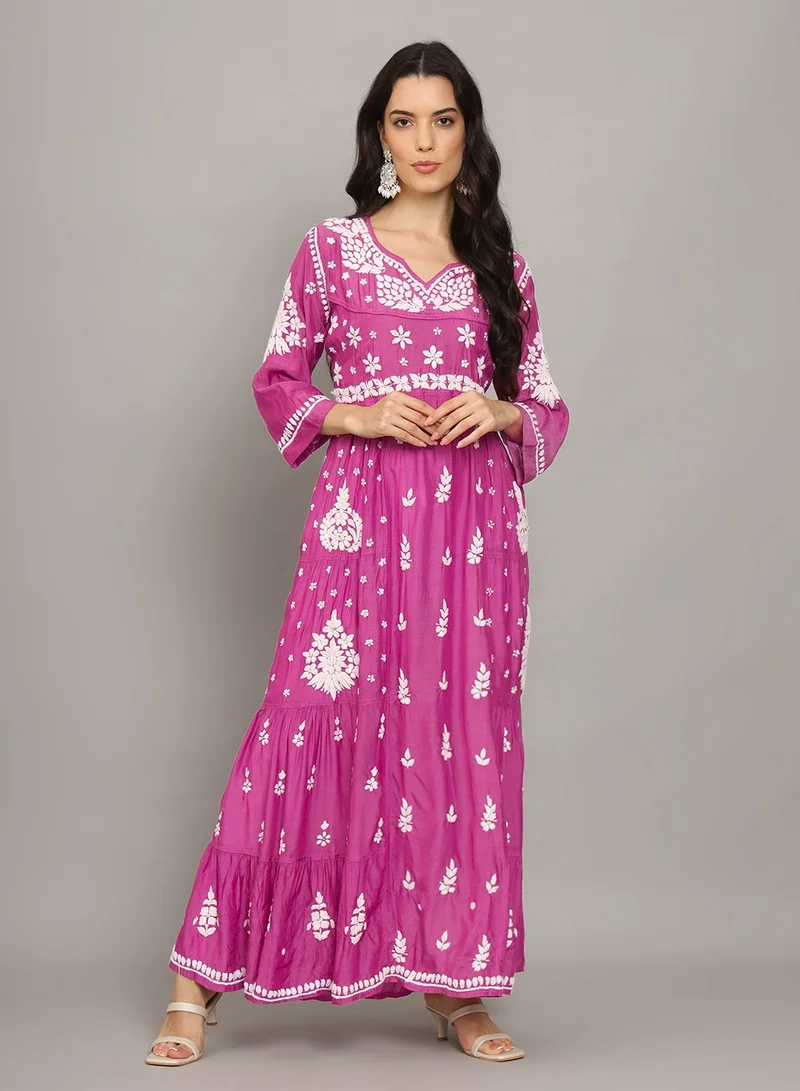Alaya Women Chikankari Hand Embroidered Muslin Jalabiya-AL4044