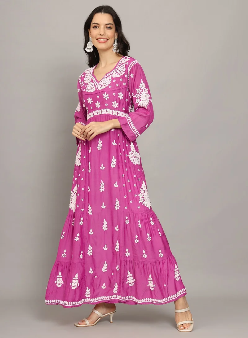 Alaya Women Chikankari Hand Embroidered Muslin Jalabiya-AL4044