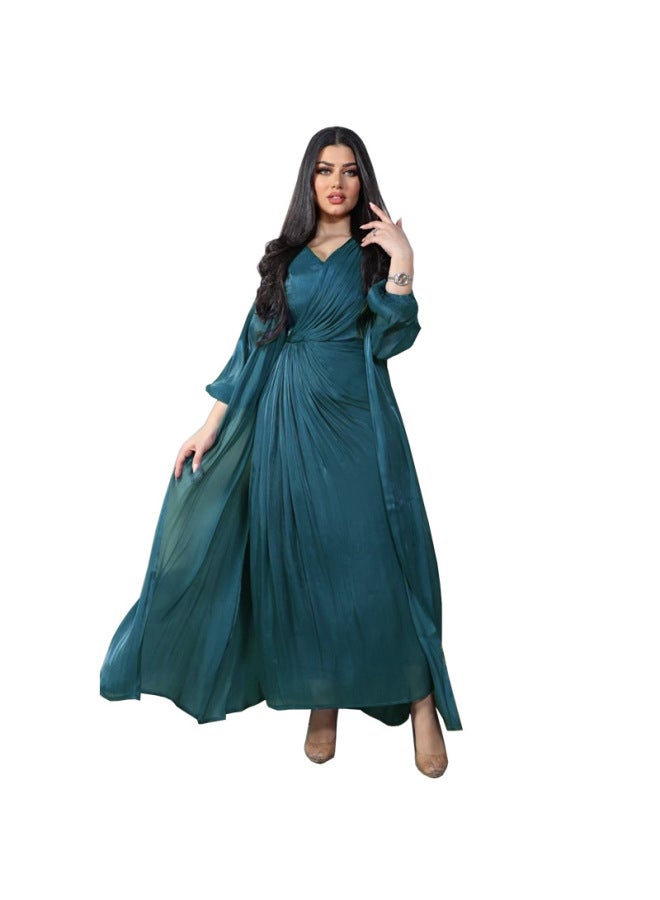 Modest Bright Silk Dress Robe Fashion Soft Two-piece Set - Image 5