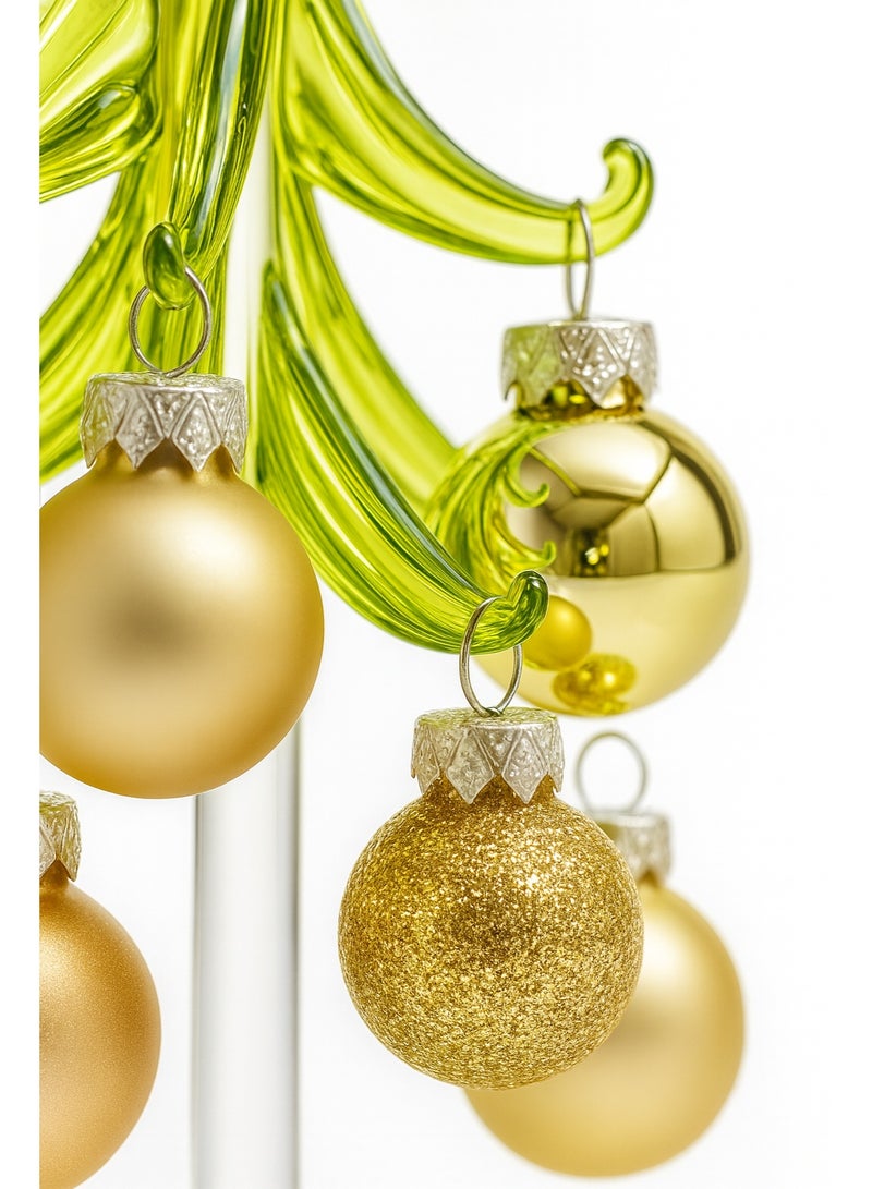 Home Care شجرة عيد الميلاد الزجاجية الصغيرة مع كرات ذهبية وشامبانية - ديكور عطلة أنيق للطاولات - Image 4