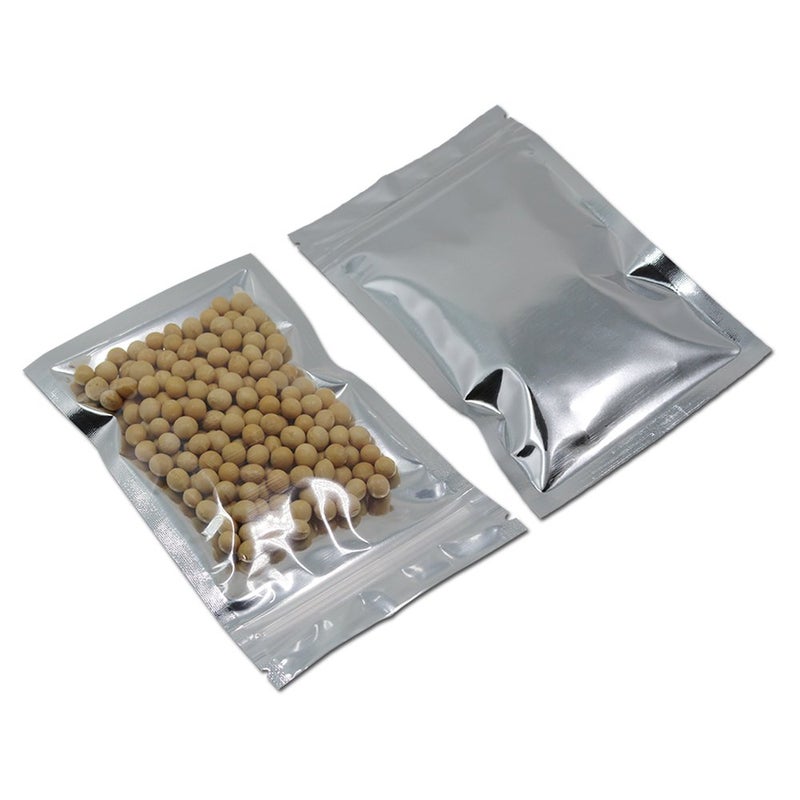 WACCOMT Pack 100 Pcs 12x20 cm 47x79 inch Mylar Foil Bags Clear Front Resealable Heat Seal Food Storage Bags for Zip Bag Reusable Lock Seal Translucent Foil Aluminium Zipper Lock Pouches
