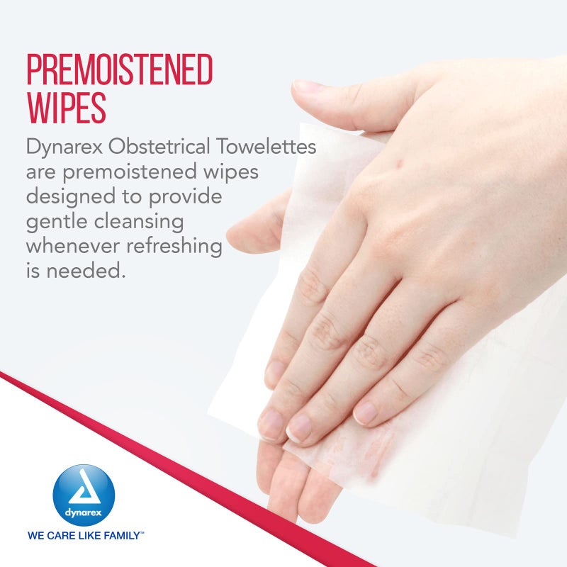 Dynarex 1302 Obstetrical Towelette, Benzalkonium Chloride Wipes with 5% Alcohol, Pre-Moistened, Scented & Individually Wrapped Sanitizing Wipe, 5" x 7", Pack of 100 - Image 3