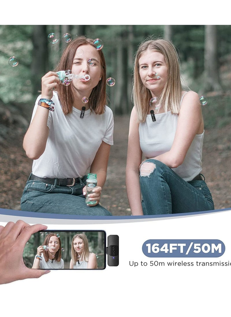 BOYA - BOYA BY-V2 Wireless Lavalier Microphone for iPhone iPad,Dual Mini Omnidirectional Condenser Video Recording Mic for Interview Podcast Vlog YouTube Live Stream Black - Image 1