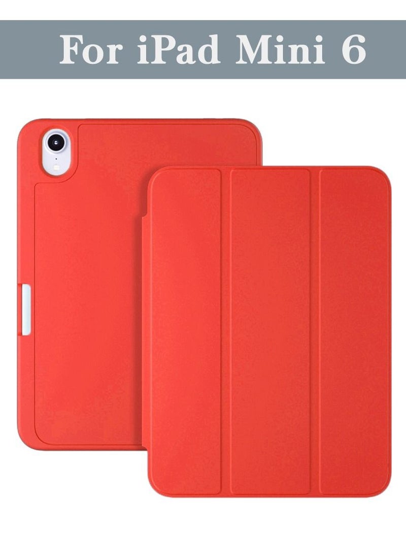 BORTONY iPad Mini 6 Cover with Pencil Holder Silicone Smart Folding Case Compatible with Apple iPad Mini 6 2021 8.3 Inch - Image 1