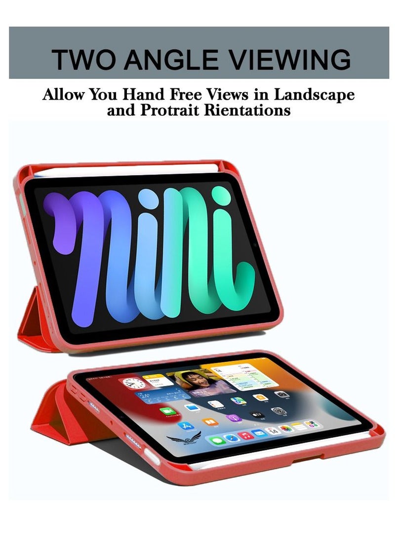 BORTONY iPad Mini 6 Cover with Pencil Holder Silicone Smart Folding Case Compatible with Apple iPad Mini 6 2021 8.3 Inch - Image 2